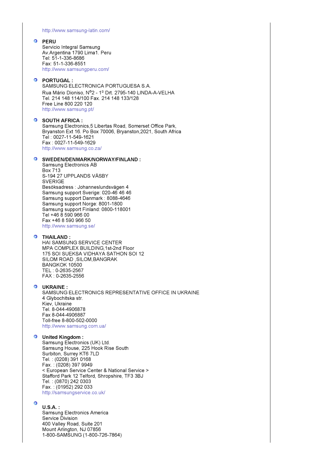 Samsung BI19BSSBV/EDC, BI17BSSBV/EDC, LS17BIBKB/EDC, LS19BIBKB/EDC manual Portugal, United Kingdom 