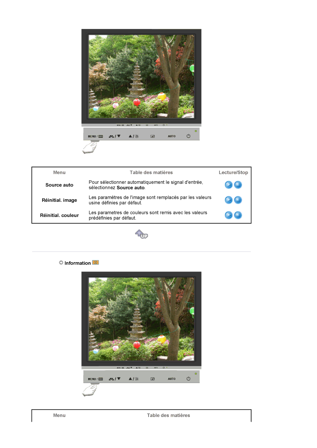 Samsung BI19BSSBV/EDC, BI17BSSBV/EDC manual Source auto Réinitial. image Réinitial. couleur, Information 