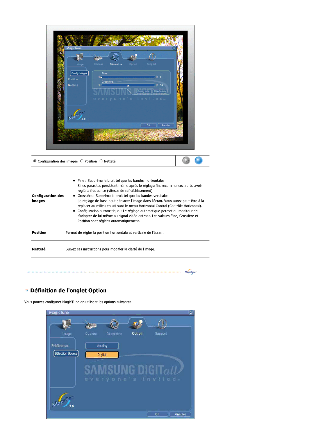 Samsung BI17BSSBV/EDC, BI19BSSBV/EDC manual Images, Position, Netteté 