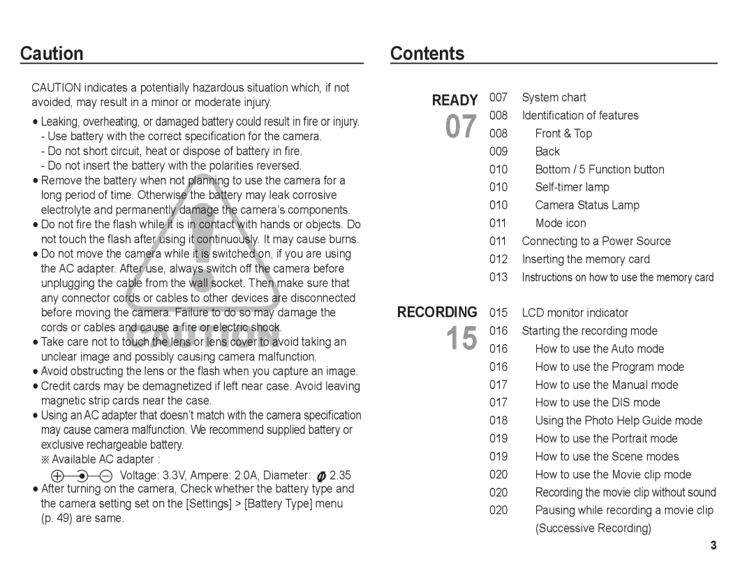 Samsung BL1050 manual Contents 