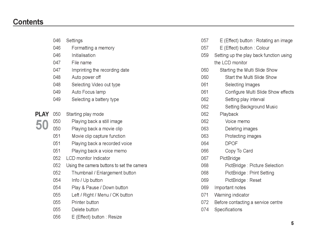 Samsung BL1050 manual Settings 057, Formatting a memory 057 Effect button Colour, Initialisation 059, File name LCD monitor 