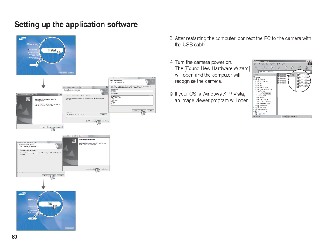 Samsung BL1050 manual Setting up the application software 