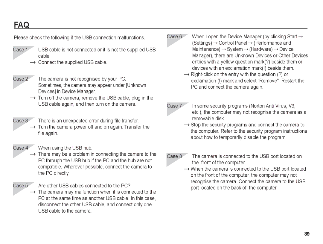 Samsung BL1050 manual Faq 