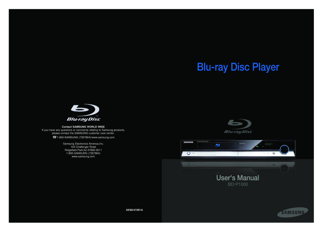 Samsung Blu-ray Disc manual AK68-01091A 