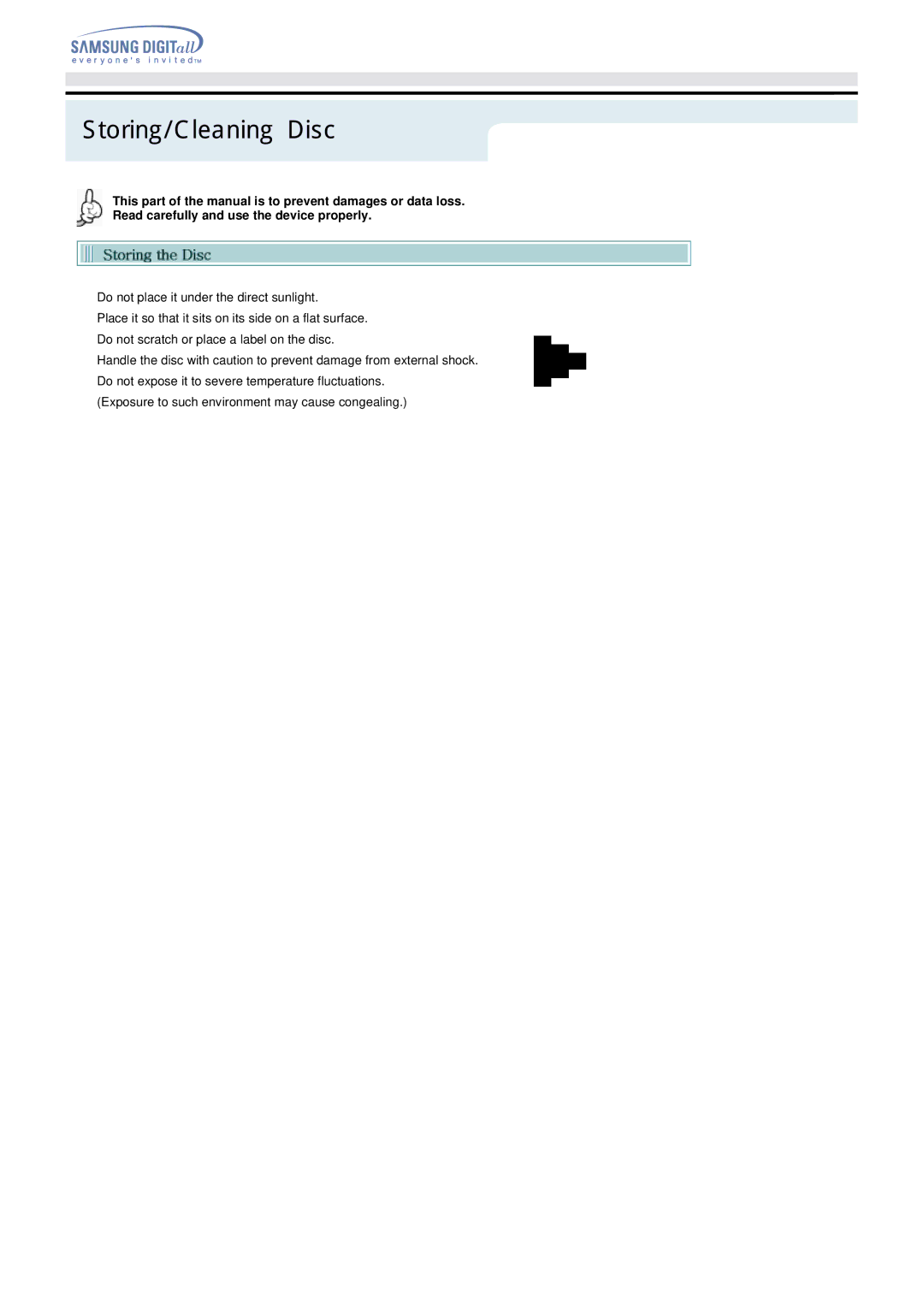 Samsung Blu-ray Player manual Storing/Cleaning Disc 