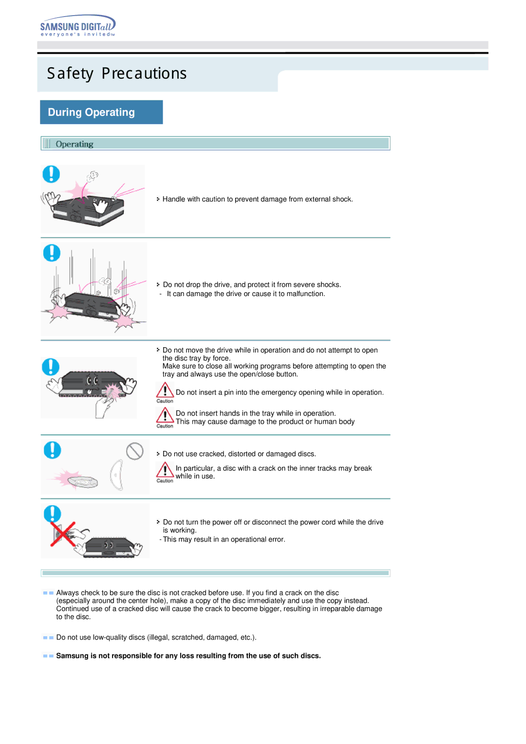 Samsung Blu-ray Player manual SafetyVeiligheidsinstructiesPrecautions 