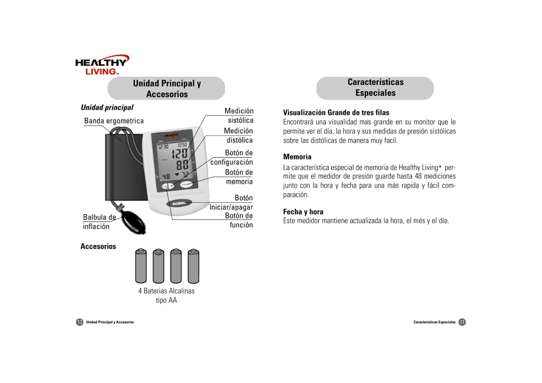 Samsung BM-501S owner manual Unidad Principal y Accesorios Caracteristicas Especiales, Unidad principal 