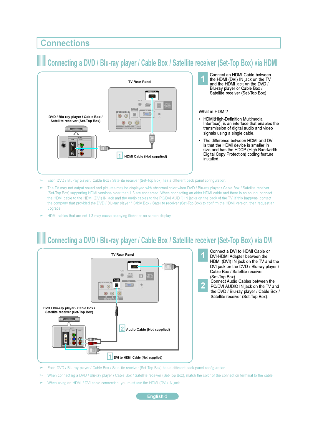 Samsung BN68-01976J-00, BN-01J-00 setup guide Connections 