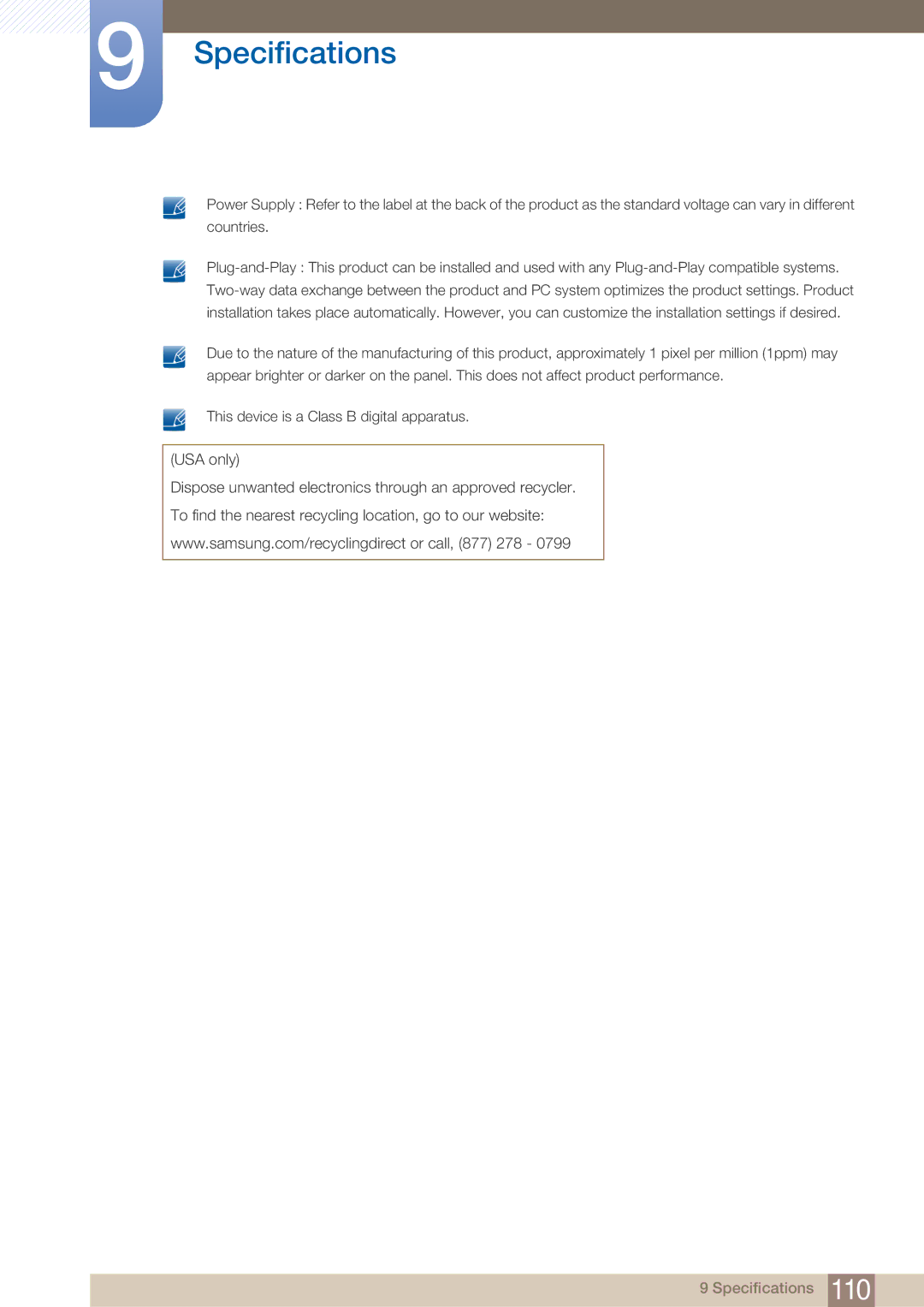 Samsung H32B, BN46-00281A-01, BN4600281A-01, H40B, H46B, 32IN user manual Specifications 