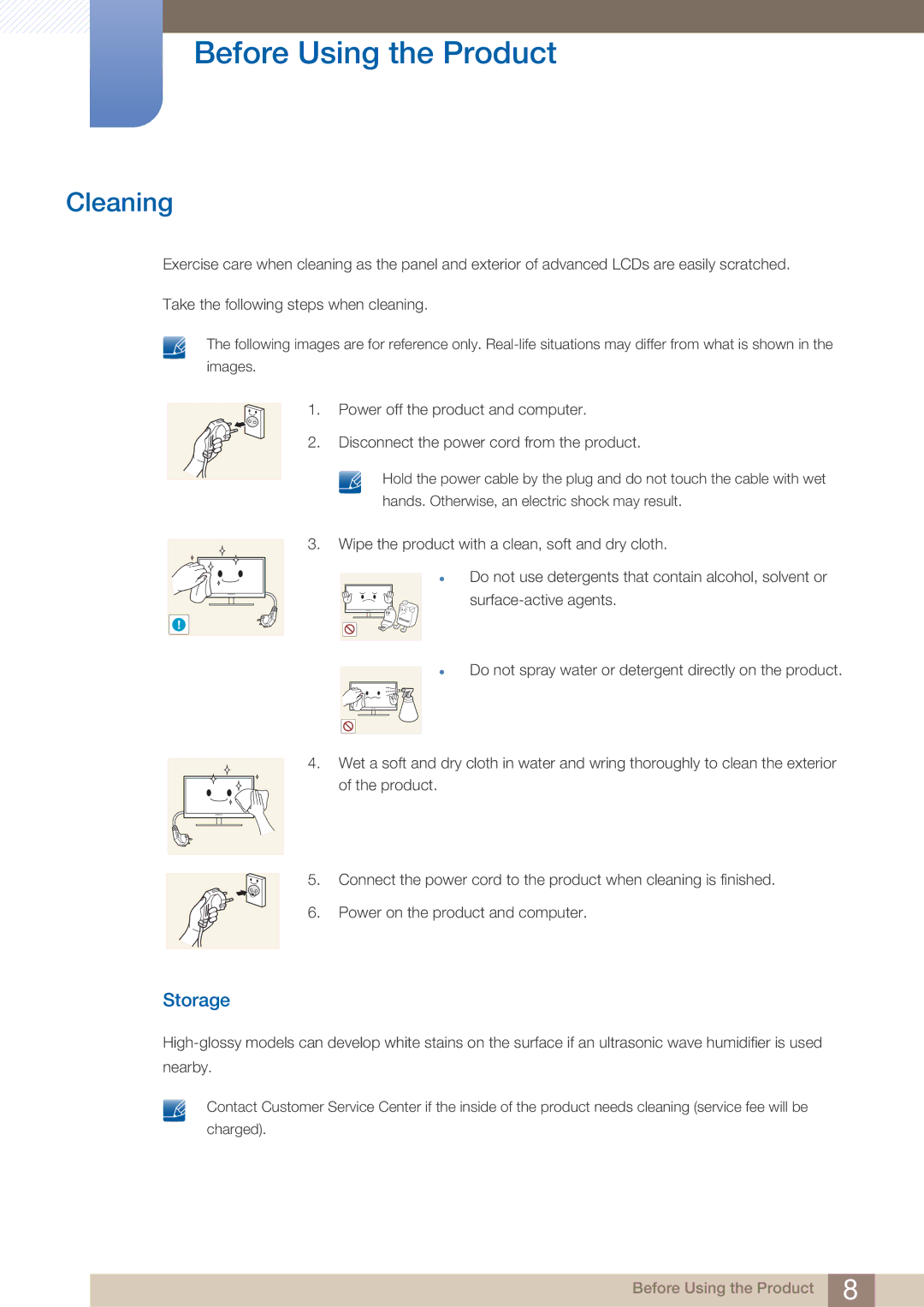 Samsung H32B, BN46-00281A-01, BN4600281A-01, H40B, H46B, 32IN user manual Cleaning, Storage 