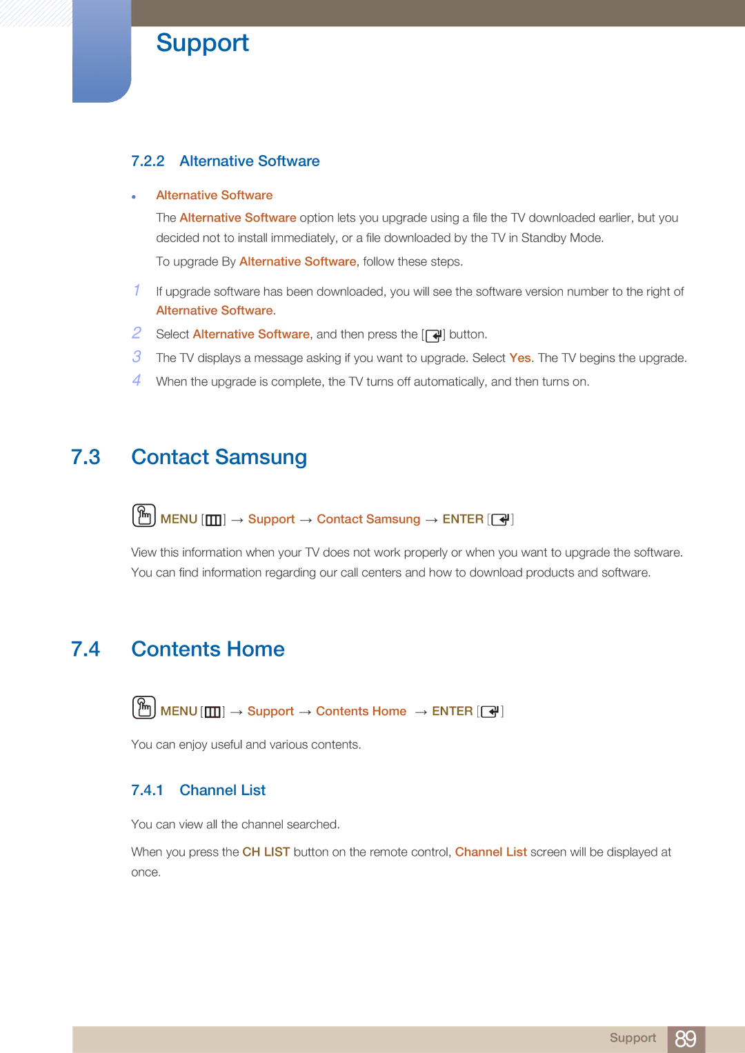 Samsung 32IN, BN46-00281A-01, BN4600281A-01, H32B, H40B, H46B user manual Contact Samsung, Contents Home 