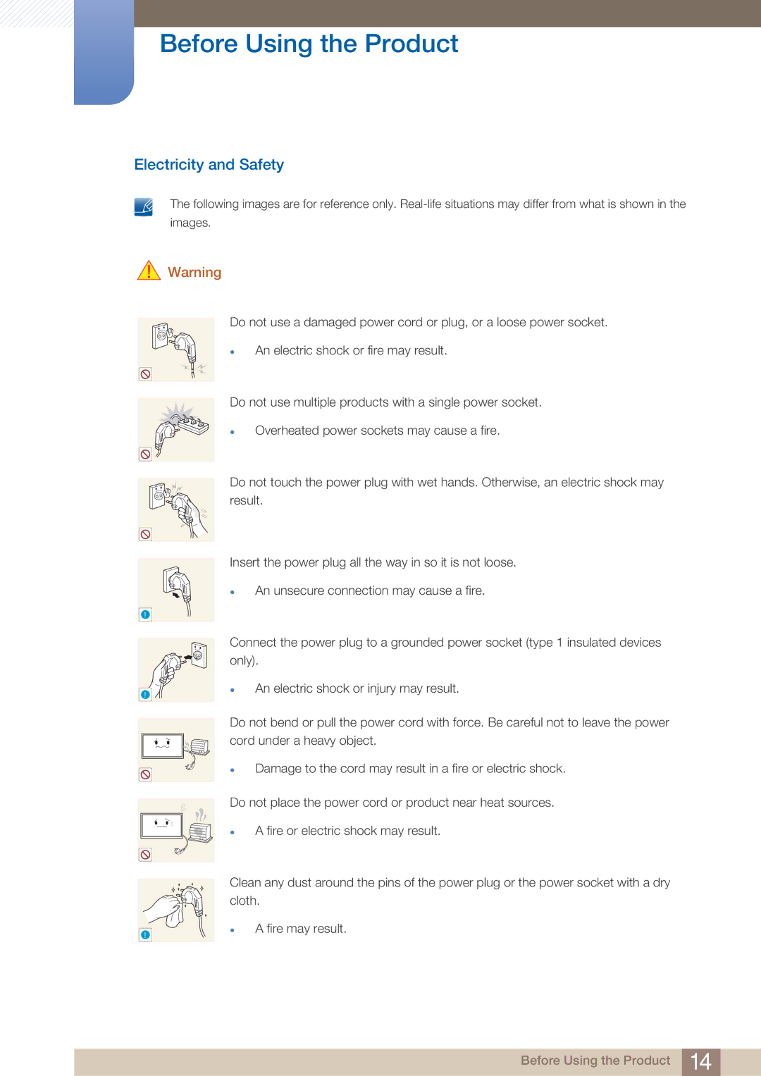 Samsung BN4600098G03, HE46A, HE40A, ME40B, ME32B, ME46B, ME55B user manual Electricity and Safety 