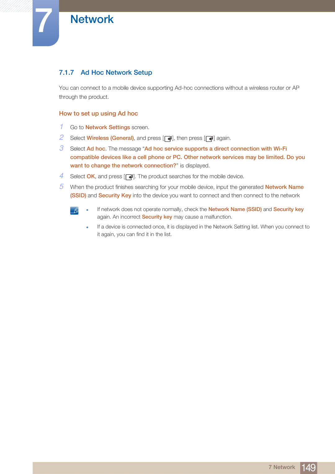 Samsung HE40A, BN4600098G03, HE46A, ME40B, ME32B, ME46B, ME55B user manual Ad Hoc Network Setup, How to set up using Ad hoc 