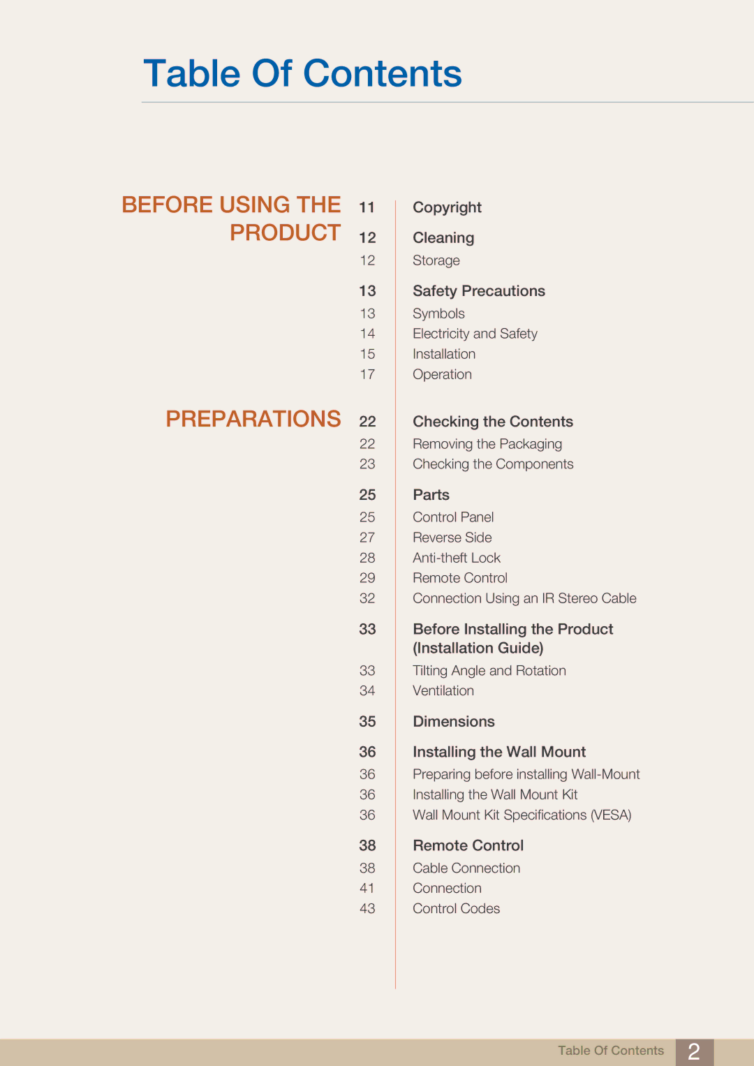 Samsung HE40A, BN4600098G03, HE46A, ME40B, ME32B, ME46B, ME55B user manual Table Of Contents 