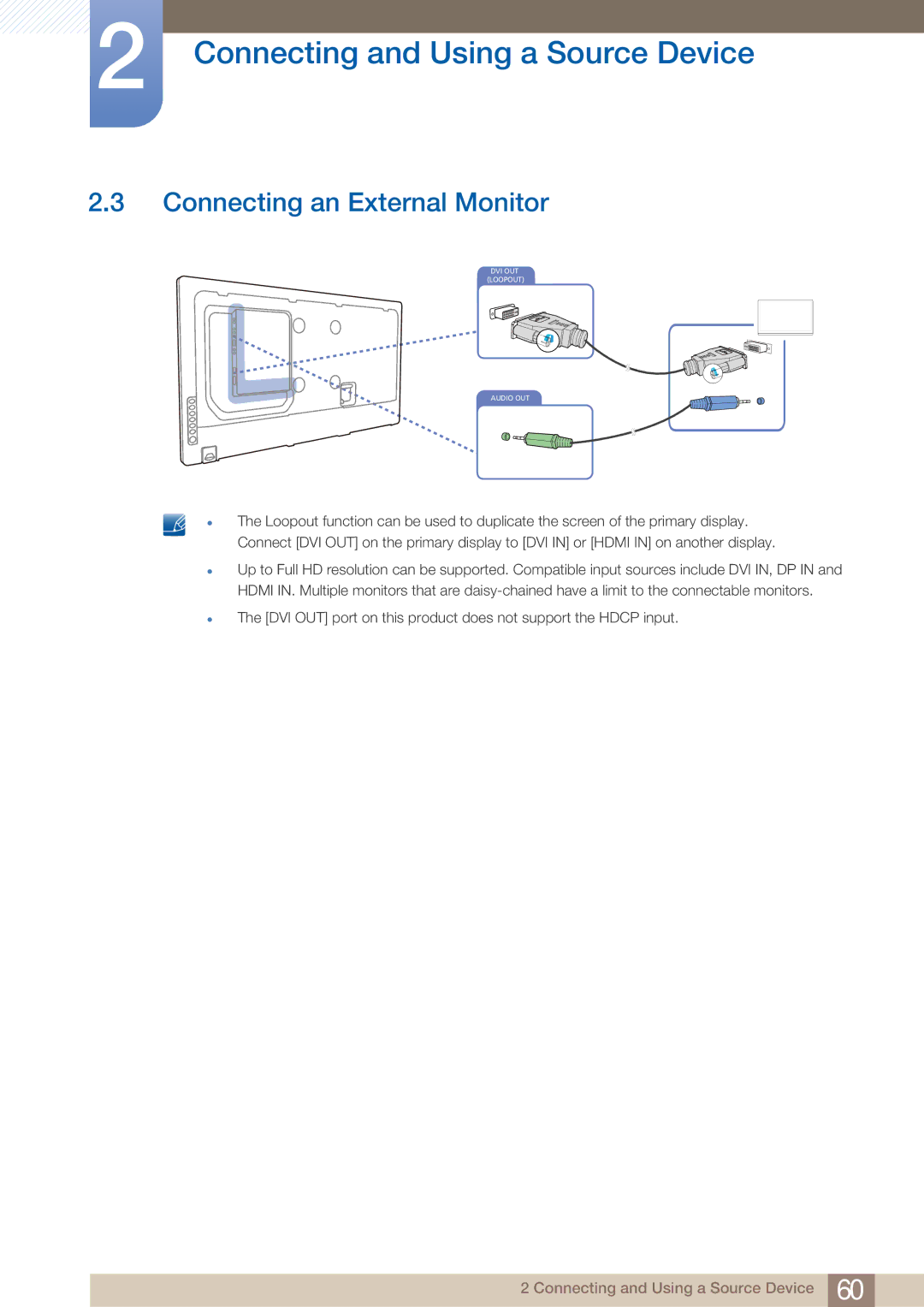 Samsung ME32B, BN4600098G03, HE46A, HE40A, ME40B, ME46B, ME55B user manual Connecting an External Monitor 