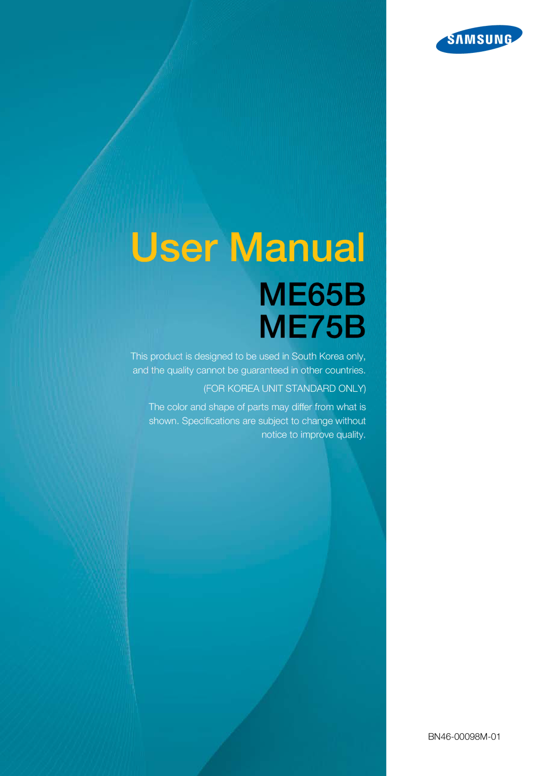 Samsung BN4600098M01 user manual ME65B ME75B 