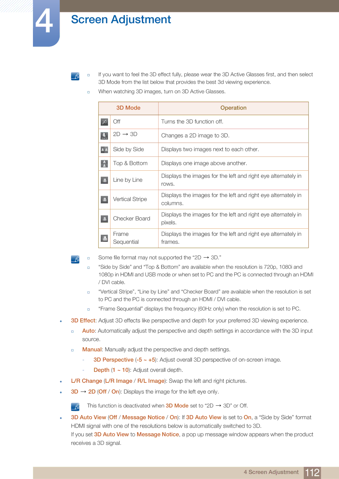 Samsung ME75B, BN4600098M01, ME65B user manual 3D Mode, Operation 