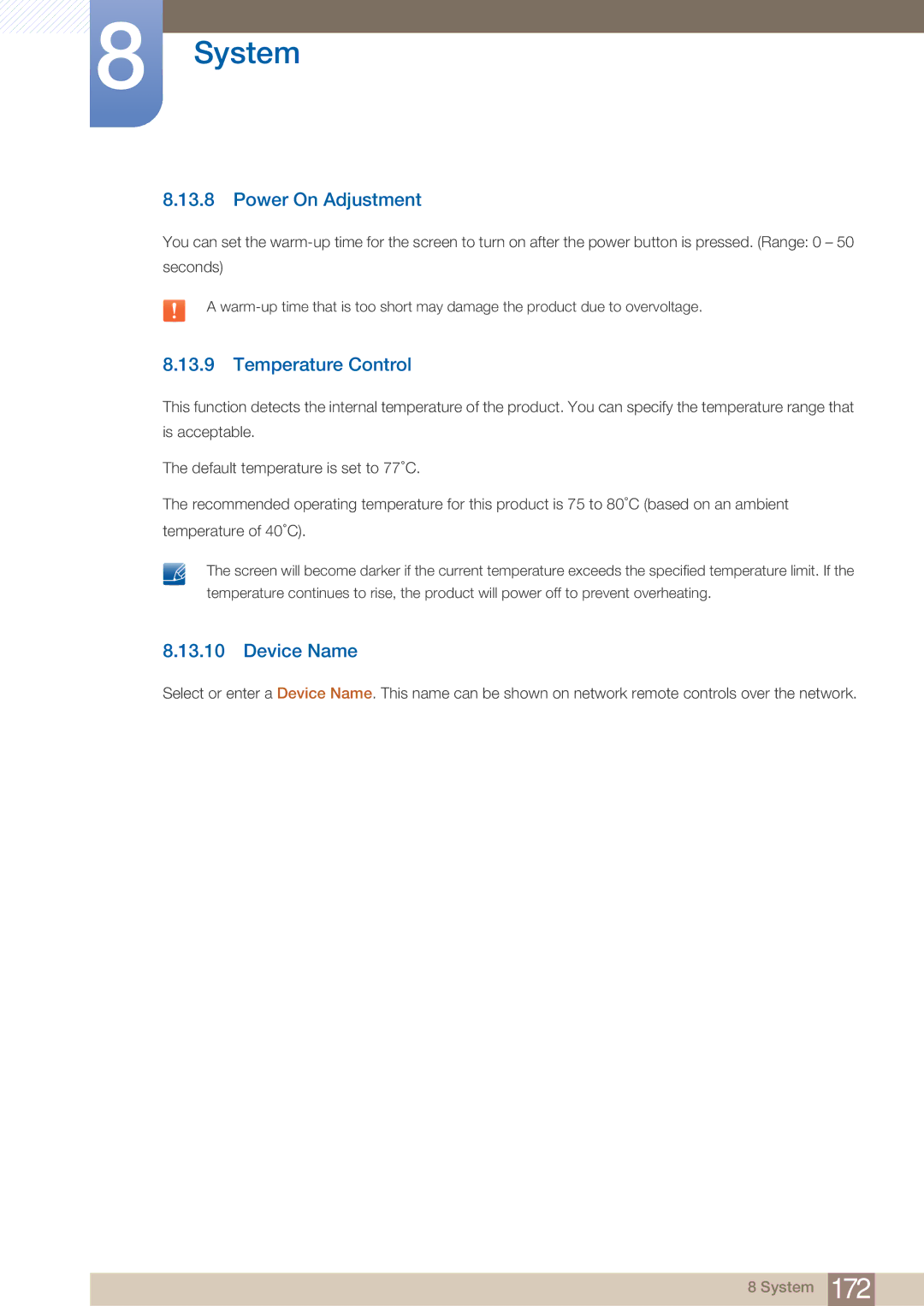 Samsung ME75B, BN4600098M01, ME65B user manual Power On Adjustment, Temperature Control, Device Name 