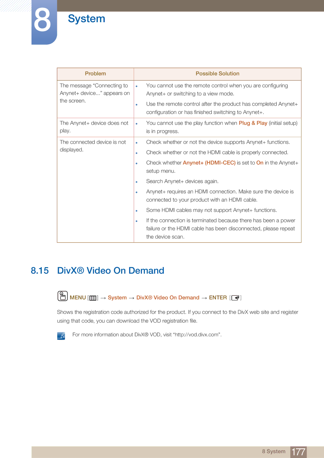 Samsung BN4600098M01, ME75B, ME65B user manual Menu m System DivX Video On Demand Enter 