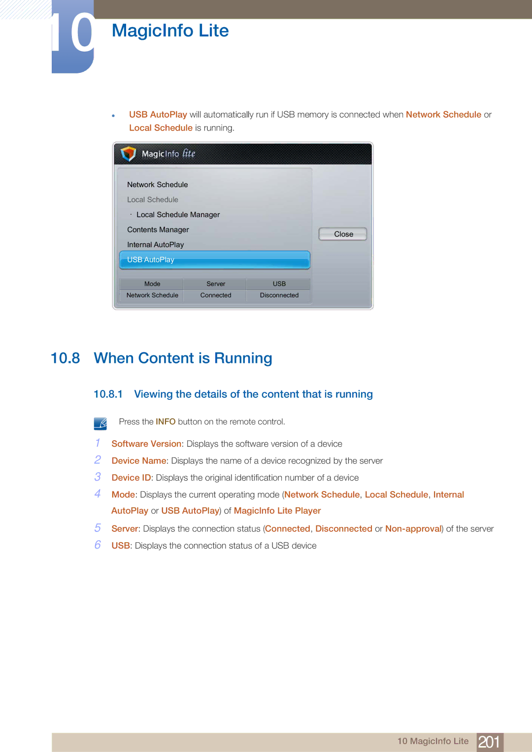 Samsung BN4600098M01, ME75B, ME65B user manual When Content is Running, Viewing the details of the content that is running 