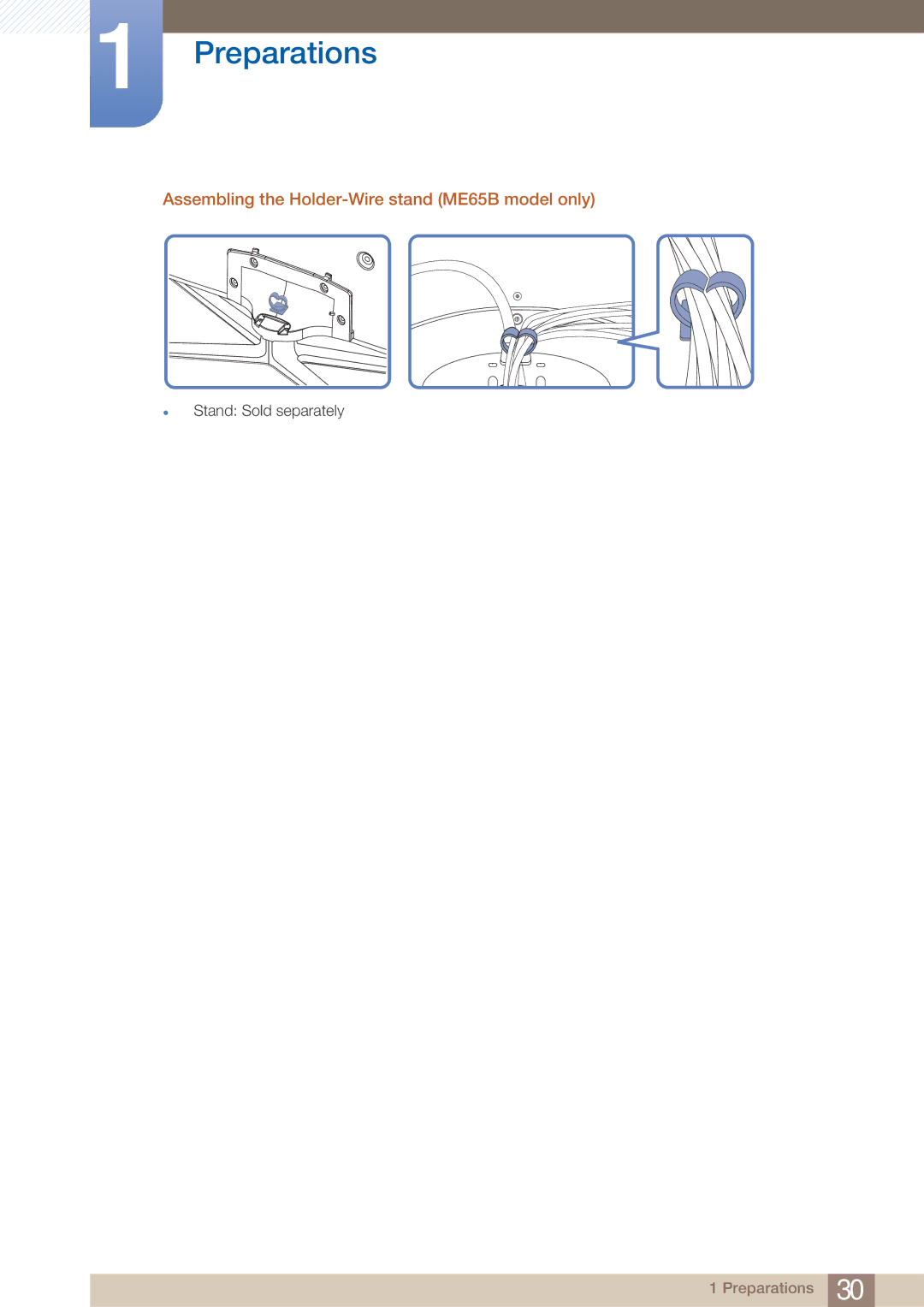 Samsung BN4600098M01, ME75B user manual Assembling the Holder-Wire stand ME65B model only 