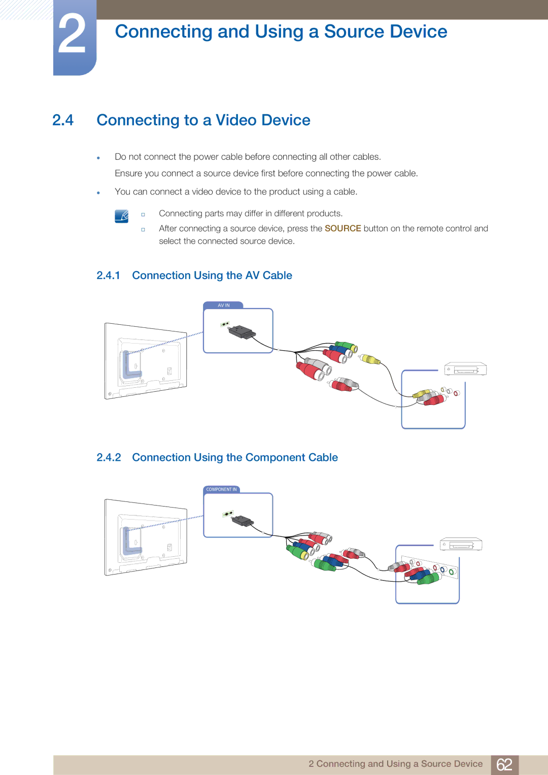 Samsung ME65B, BN4600098M01, ME75B user manual Connecting to a Video Device 