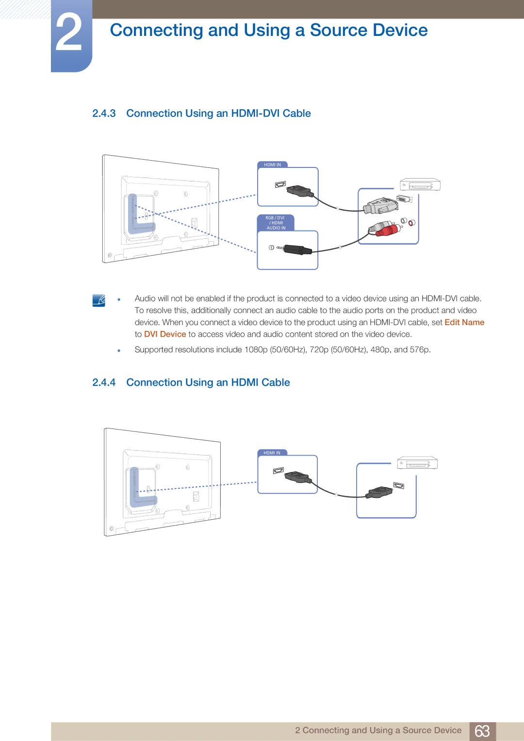 Samsung BN4600098M01, ME75B, ME65B user manual Connection Using an HDMI-DVI Cable, Connection Using an Hdmi Cable 