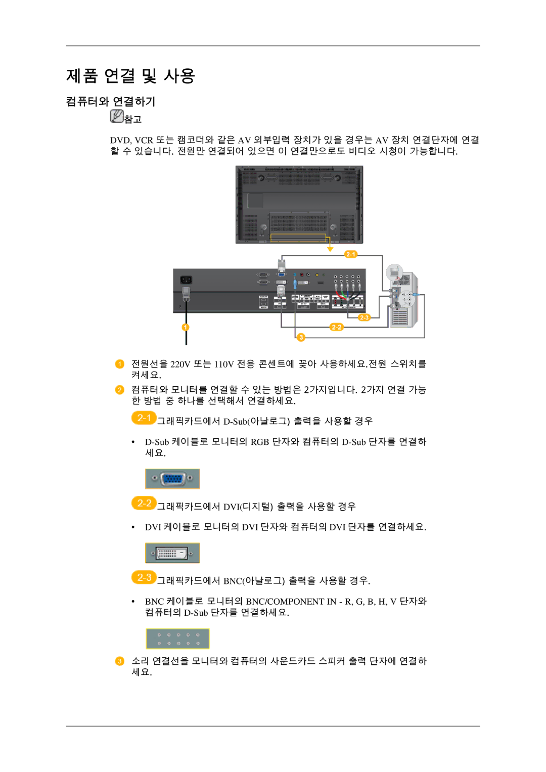 Samsung BN59-00786C-00 quick start 제품 연결 및 사용, 컴퓨터와 연결하기 