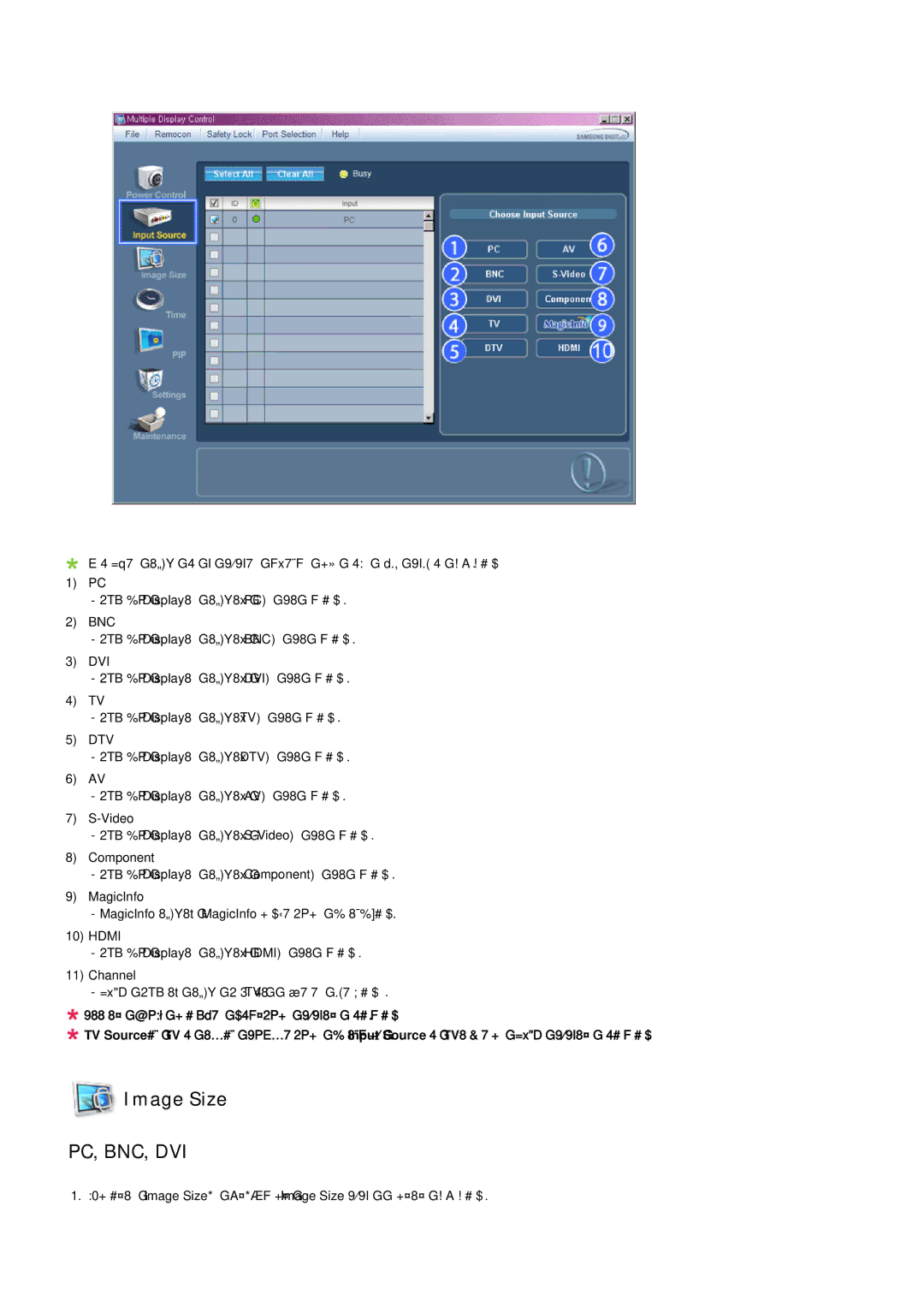 Samsung BN59-00793D-00 manual Pc, Bnc, Dvi 