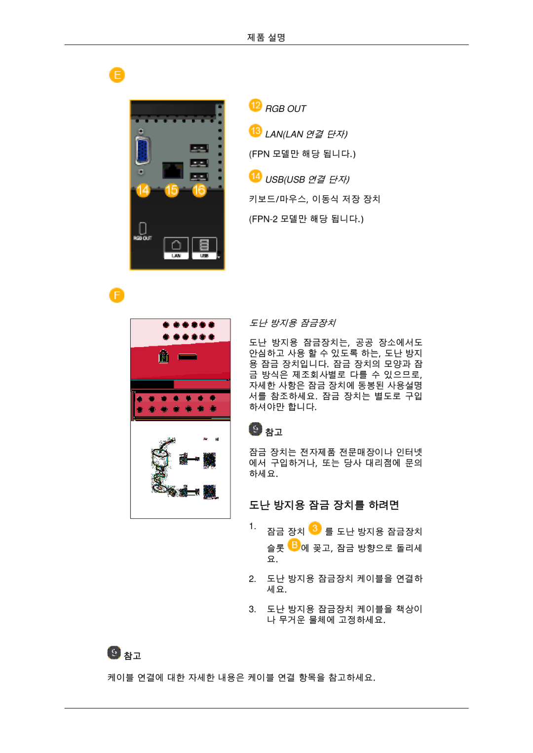 Samsung BN59-00806D-01 manual 도난 방지용 잠금 장치를 하려면, Rgb Out 