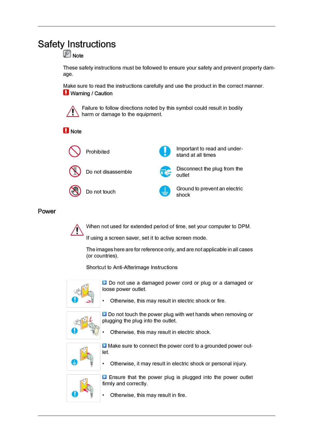 Samsung BN59-00977A-00 user manual Safety Instructions, Power 