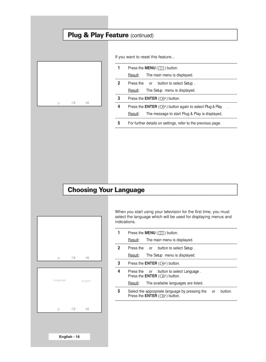 Samsung BN68-00951A-00 manual Choosing Your Language, If you want to reset this feature, Press the Enter button 