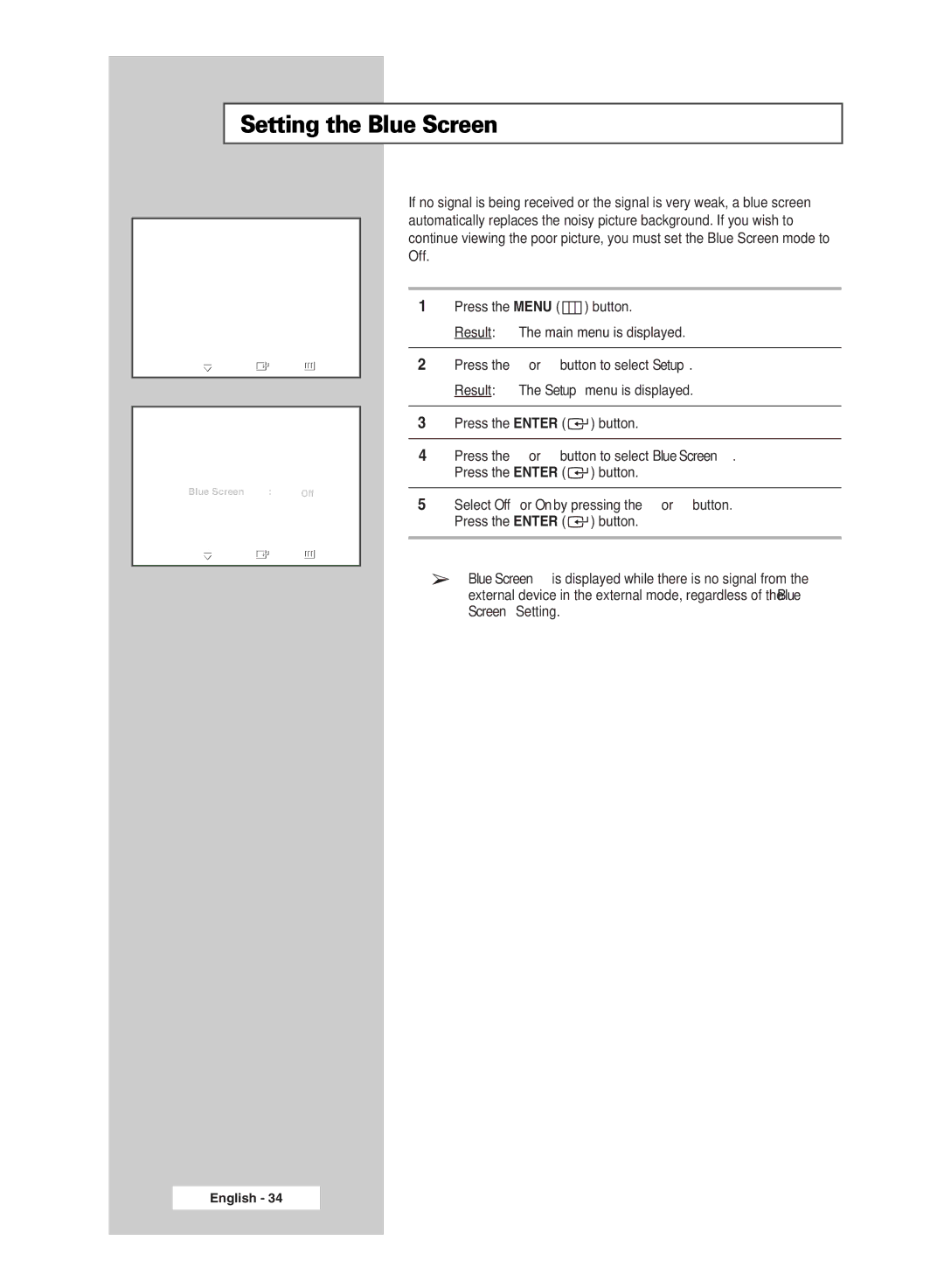 Samsung BN68-00951A-00 manual Setting the Blue Screen 