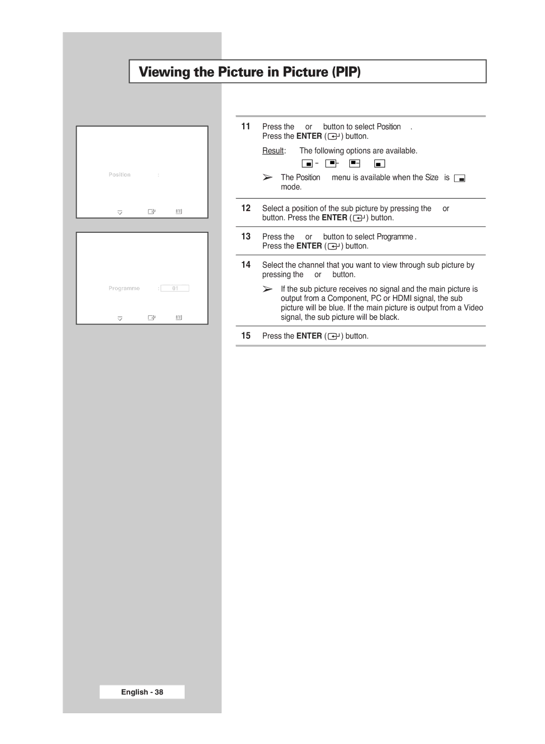 Samsung BN68-00951A-00 manual Tvpip PIP 