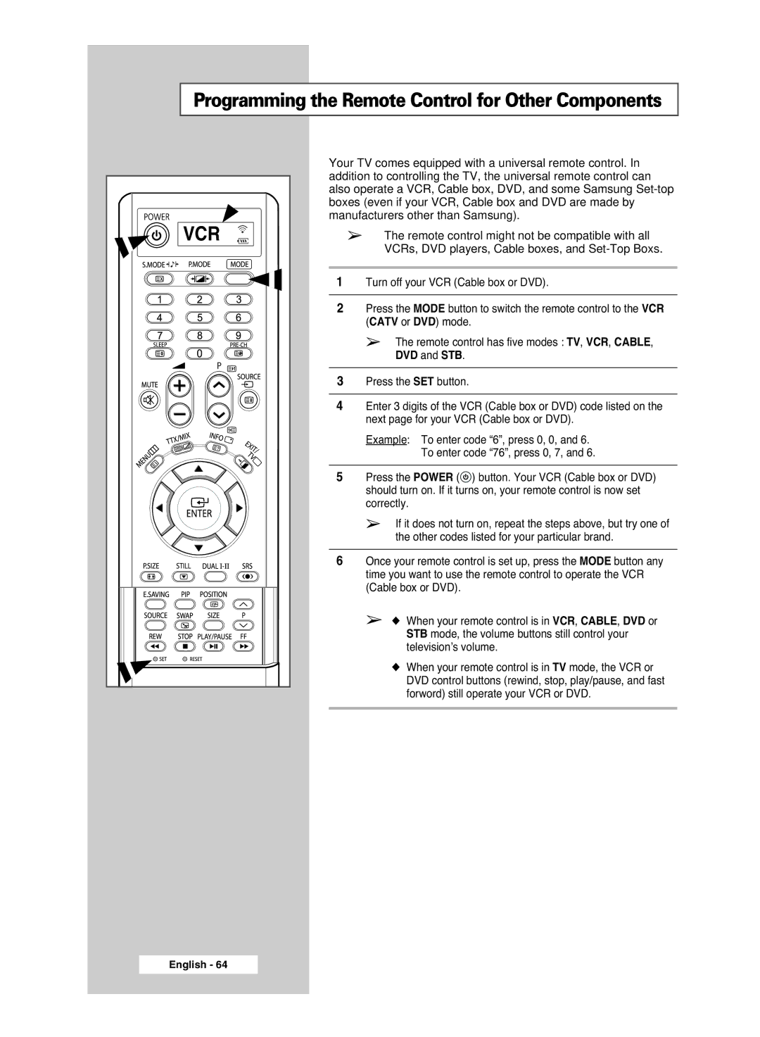 Samsung BN68-00951A-00 manual Vcr 