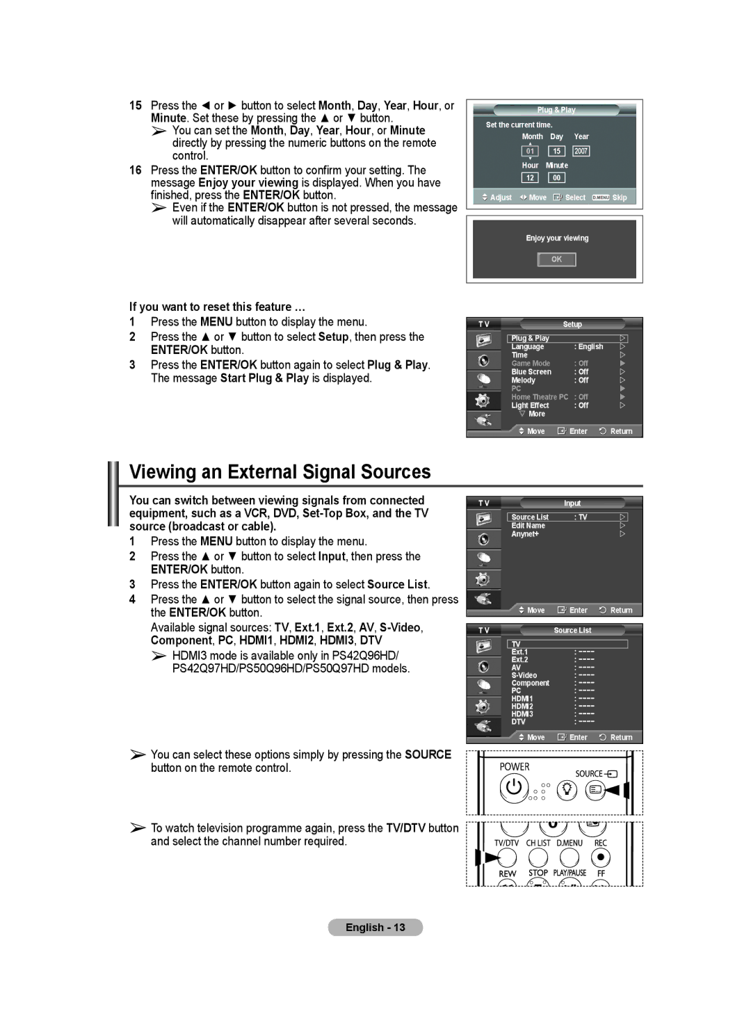 Samsung BN68-01171B-03 manual Viewing an External Signal Sources, If you want to reset this feature … 