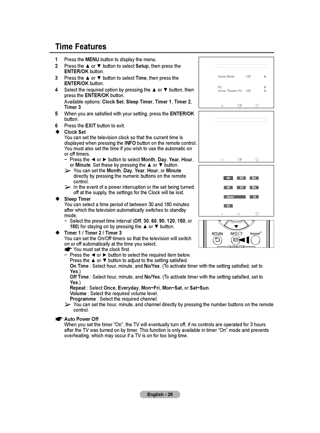 Samsung BN68-01171B-03 manual Time Features 