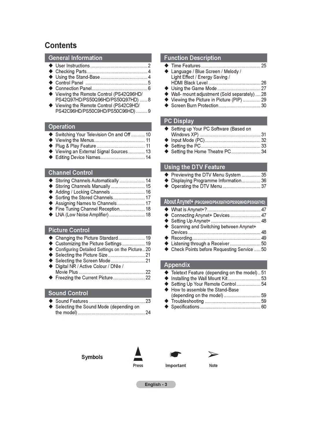 Samsung BN68-01171B-03 manual Contents 