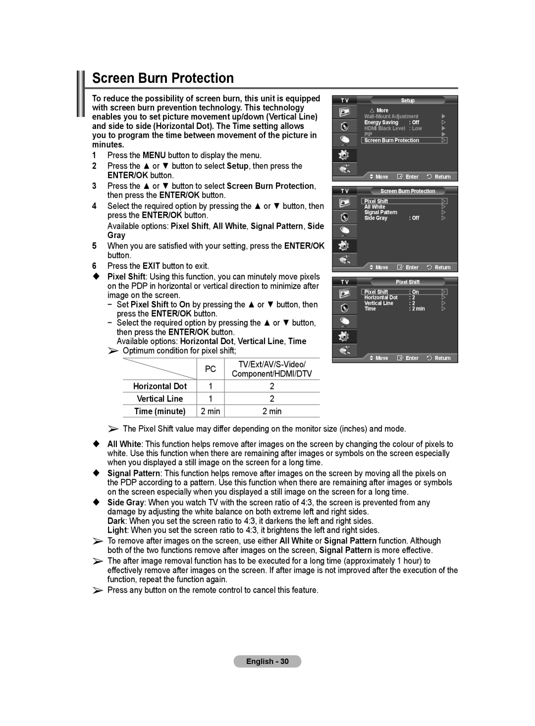 Samsung BN68-01171B-03 manual Screen Burn Protection, Gray 
