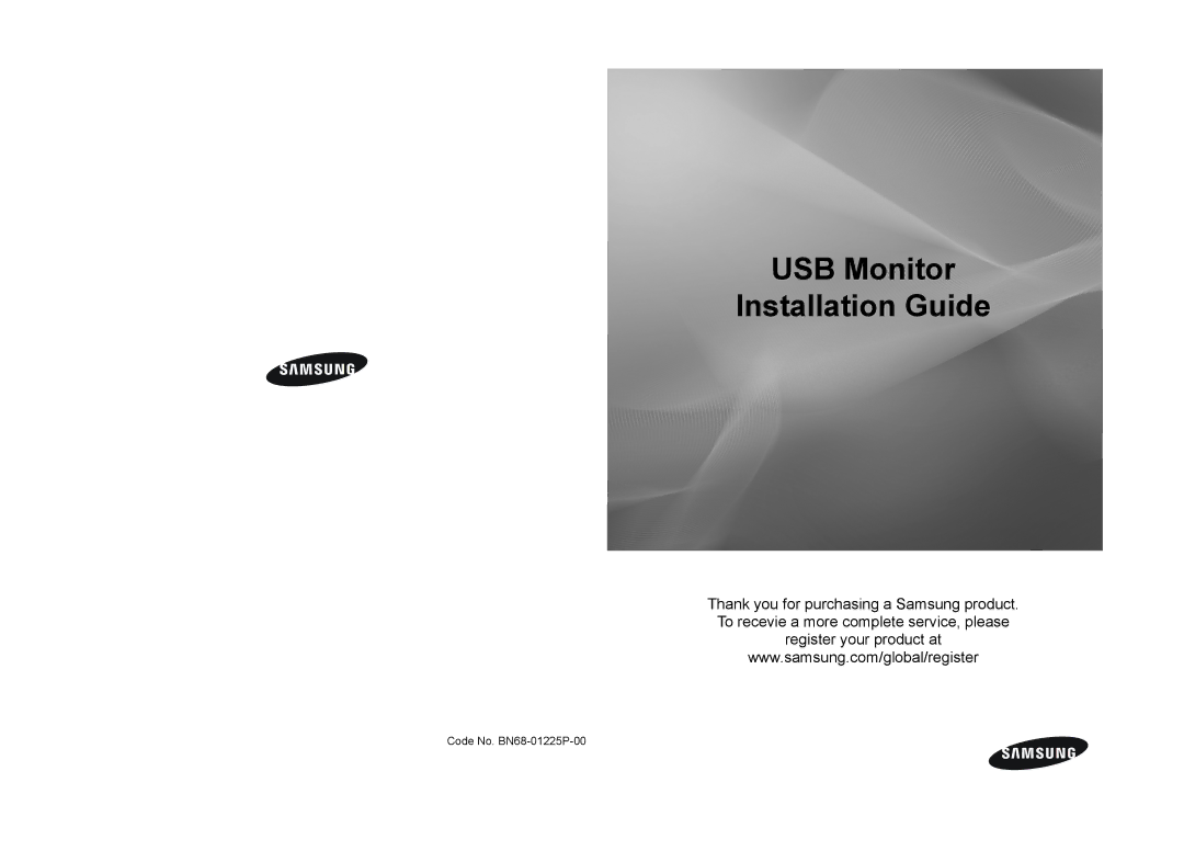 Samsung manual USB Monitor Installation Guide, Code No. BN68-01225P-00 