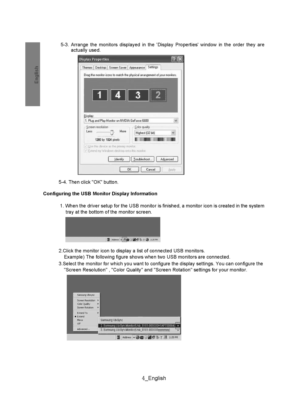 Samsung BN68-01225P-00 manual 4English, Configuring the USB Monitor Display Information 