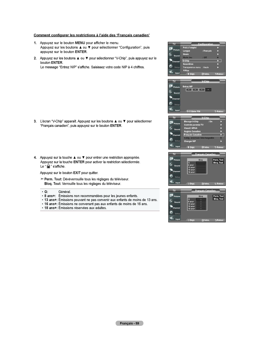 Samsung LN-T2332H, BN68-01250B-00, LN-T4032H, LN-T3732H manual Ans+ Émissions non recommandées pour les jeunes enfants 