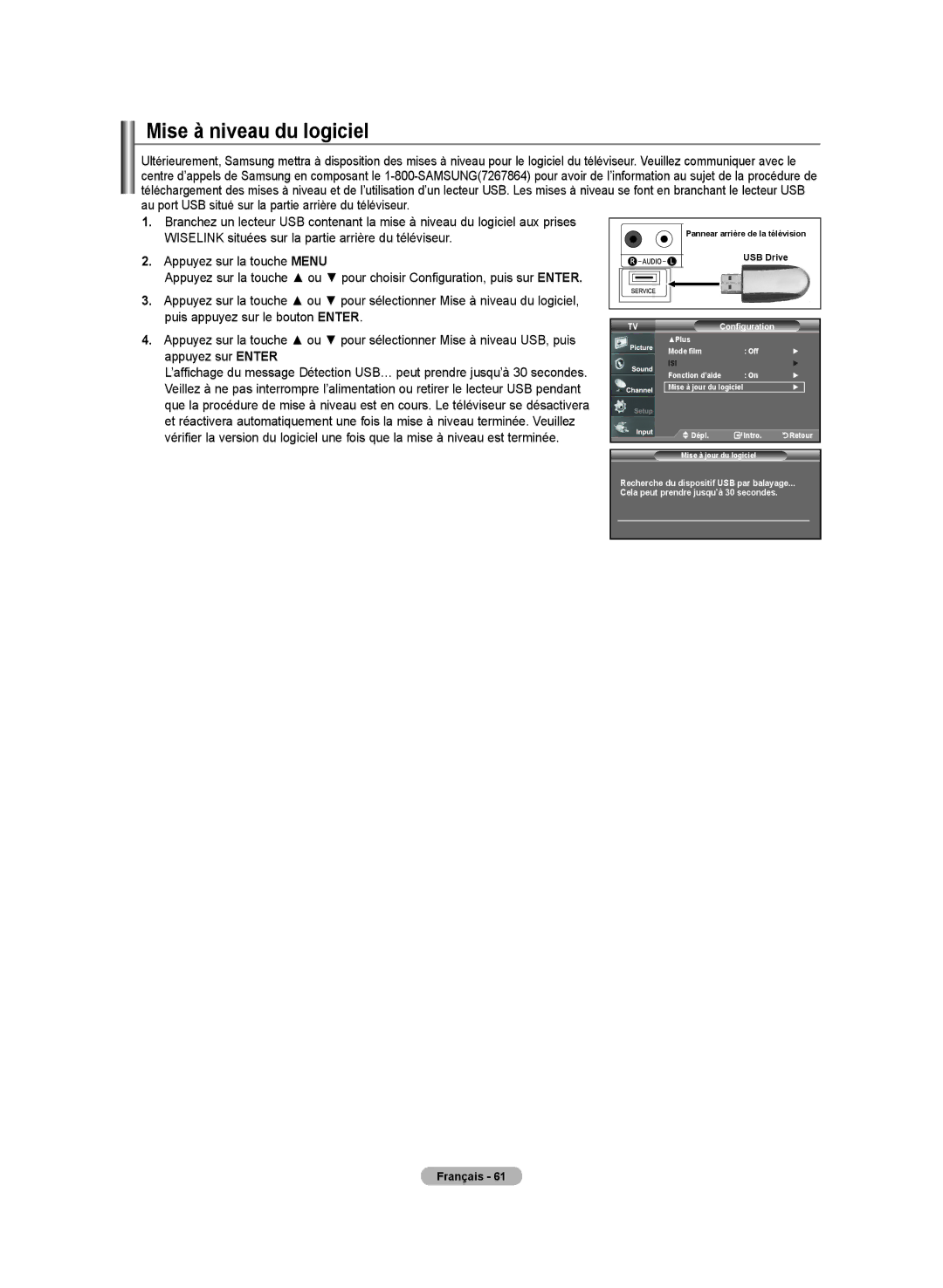 Samsung LN-T3732H, BN68-01250B-00, LN-T2332H, LN-T4032H manual Mise à niveau du logiciel, Configuration 