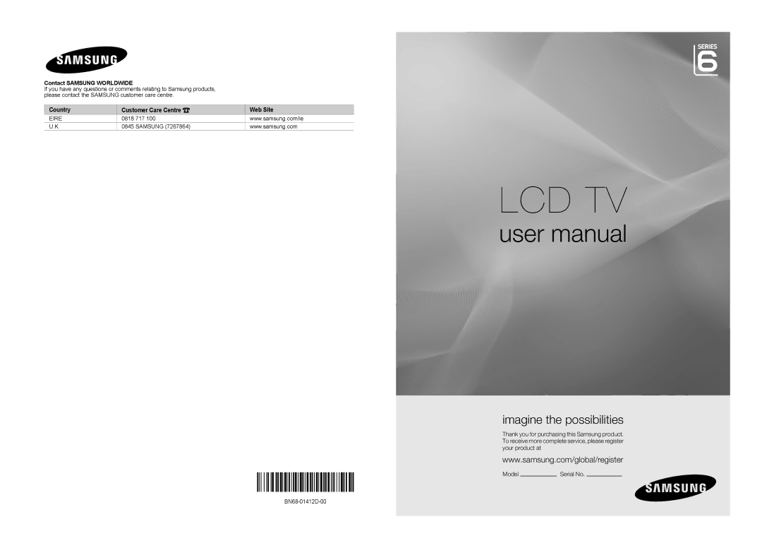 Samsung BN68-01412D-00 user manual Lcd Tv 