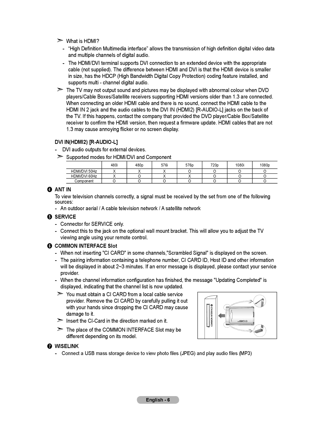 Samsung BN68-01412D-00 user manual DVI INHDMI2 R-AUDIO-L, Common Interface Slot 