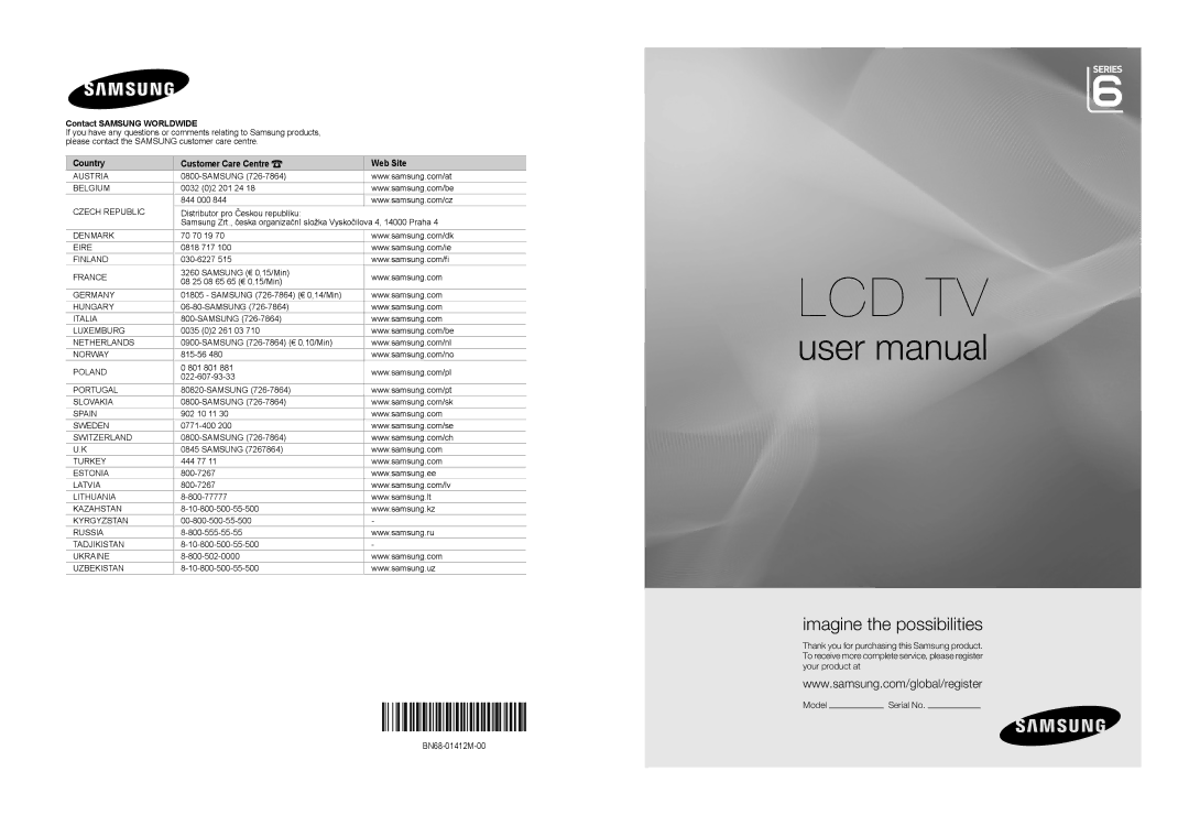 Samsung BN68-01412M-00 user manual Lcd Tv 