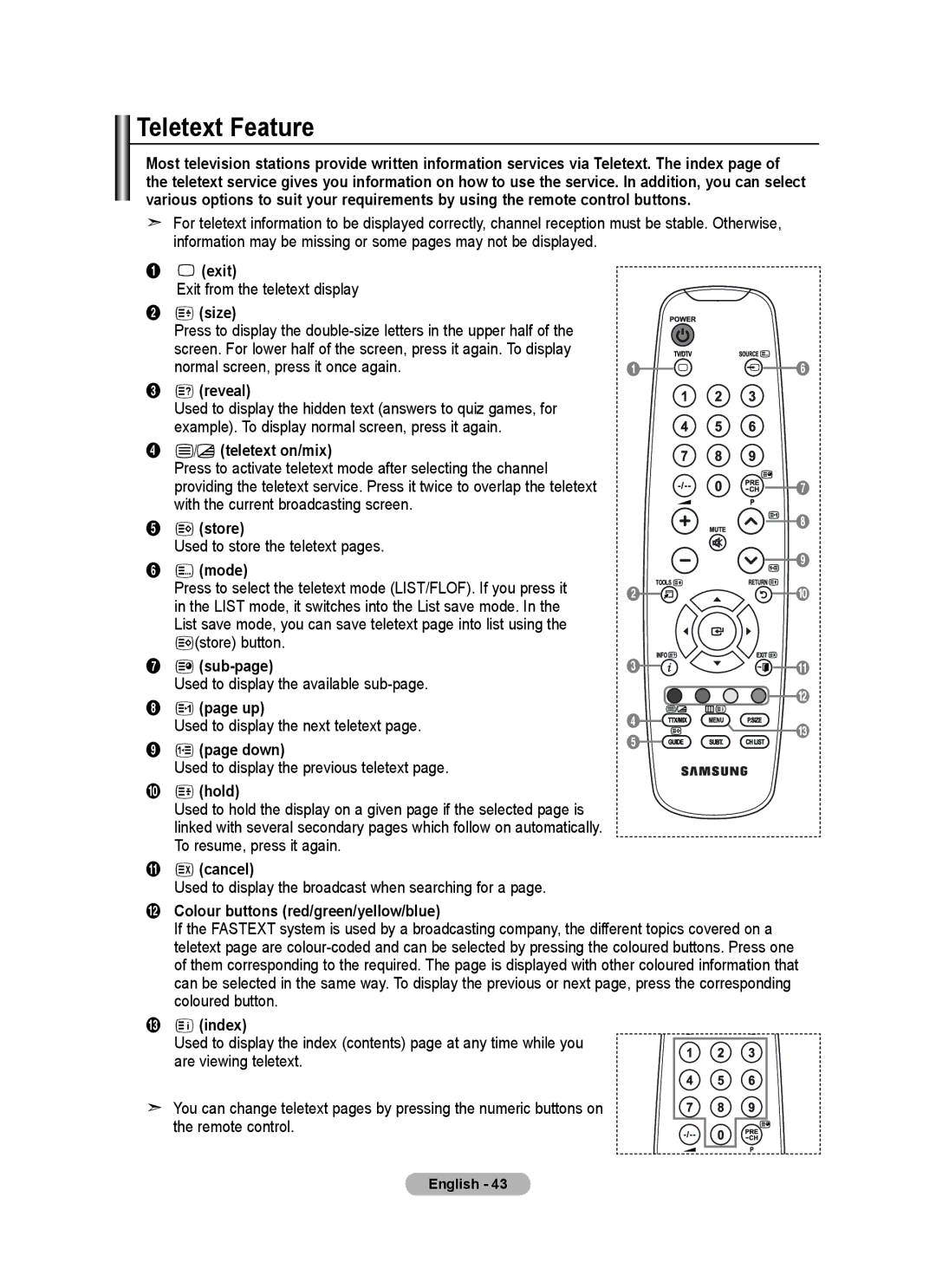 Samsung BN68-01412M-00 user manual Teletext Feature 