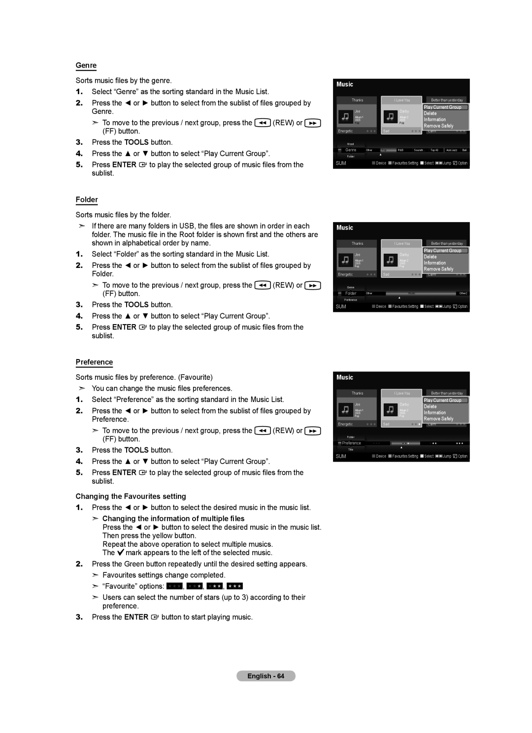 Samsung BN68-01412T-00 user manual Genre, Folder 