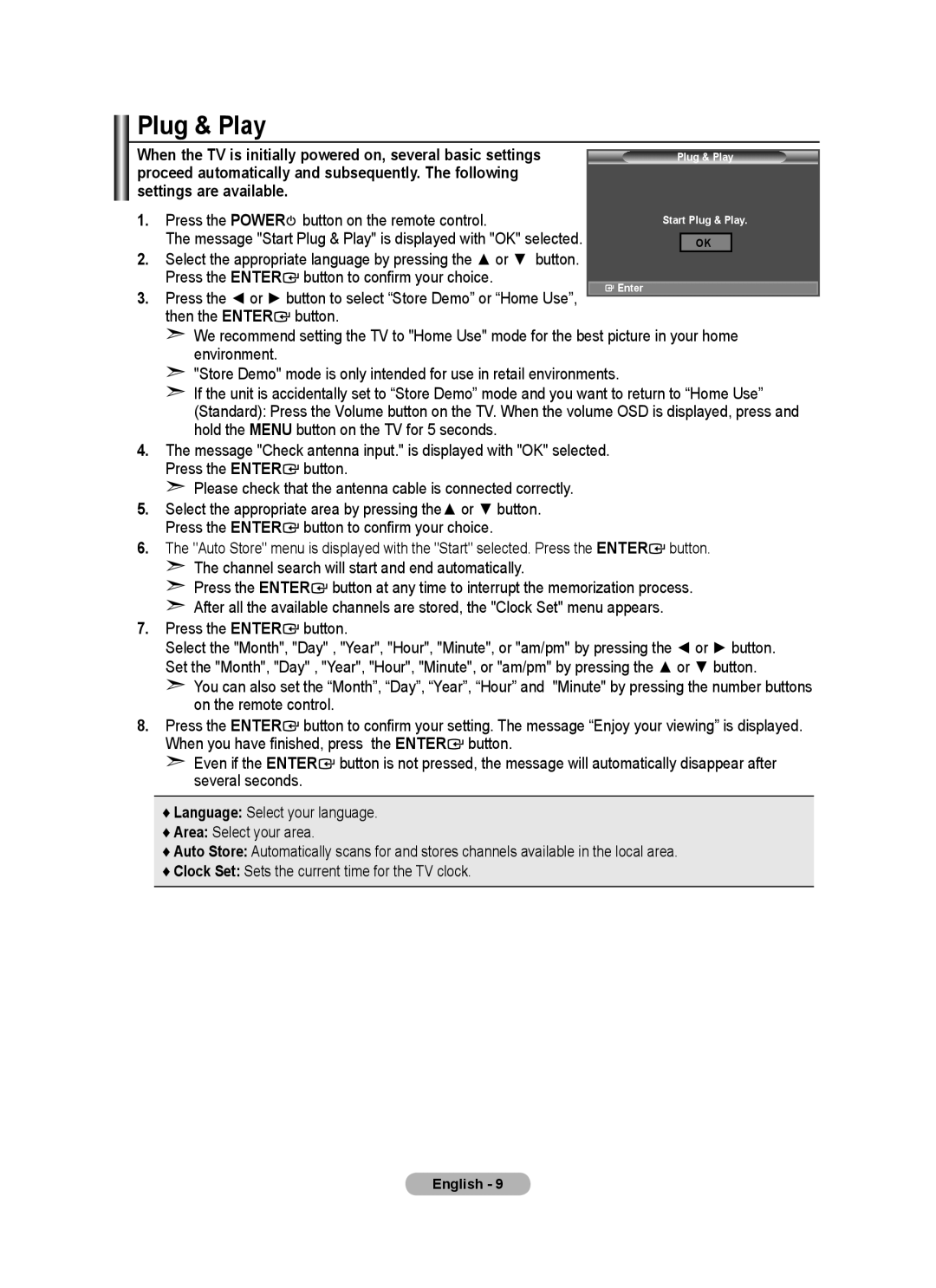 Samsung BN68-01415A-00 user manual Plug & Play, Press the Power button on the remote control 