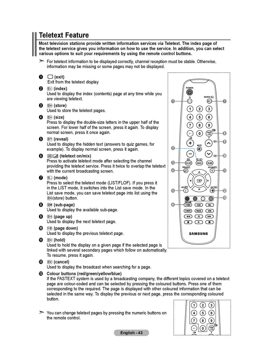 Samsung BN68-01415A-00 user manual Teletext Feature 